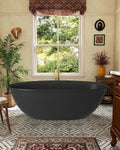 CASAINC 67' Large Space Free Standing Tub, Stone Resin Freestanding Bathtub Matte Black Solid Surface Soaking Tub with Drain, Drain Hose & Sanding Paper
