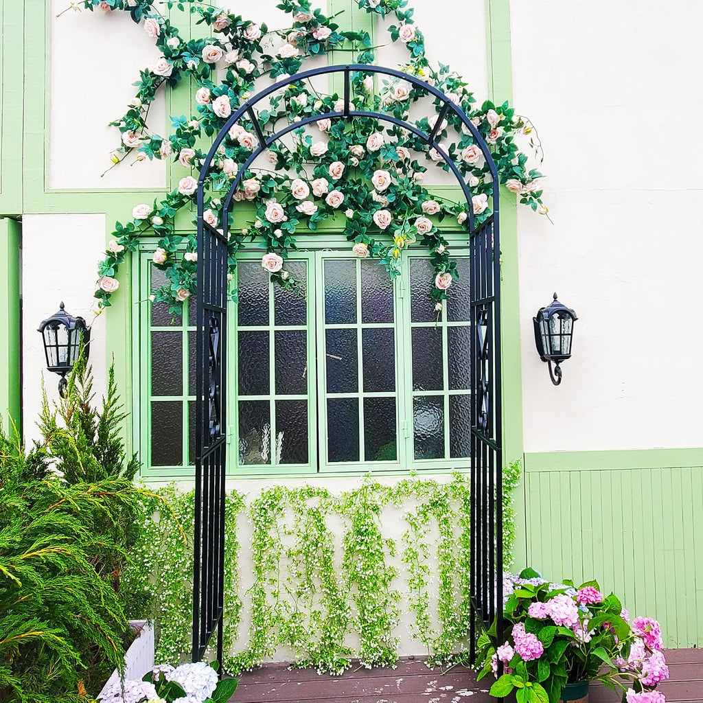 Metal Pergola Arbor, 100' H x 45' W Garden Arch Archway for Wedding Ceremony Party Curved Iron Plants Trellis Stand Use for Outdoor Garden Climbing Plants