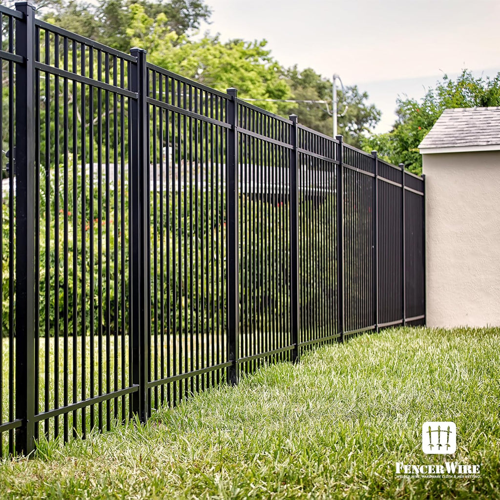 Fencer Wire Pack of 5 Heavy Duty 8FT Outdoor Steel Fencing Border Post, 16 Gauge Anti-rust Metal Fence Post, 2' Diameter Decorative Garden Fence Post, Black, FPSPS16-B8X5 FW