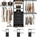 Armocity 96' Wood Closet System with 3 Enclosed Drawers & 3 Solid Shelves, 8FT Adjustable Closet Organizers and Storage, Heavy Duty Modular Wardrobe for Reach-In & Walk-In, 1000 LBS Load, Black