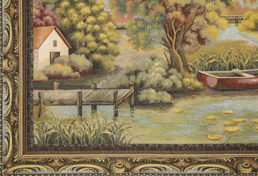Charlotte Home Furnishings Inc Tapestry Wall Hanging, 27 x 51 Inch Country Lake Wall Art, Jacquard Woven Boho Tapestry, Cotton Wall Tapestry for Bedroom, Living Room & Home Decor, European Soft Cotton Fabric