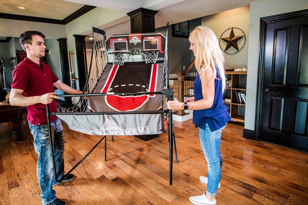 Triumph Playmaker Shootout Basketball Arcade Game – Electronic Scorer, LED Display, 8 Game Modes, 4 Balls, Pump & Quick Connect Frame – Fast-Paced Indoor Fun for Kids, Teens & Family Game Nights